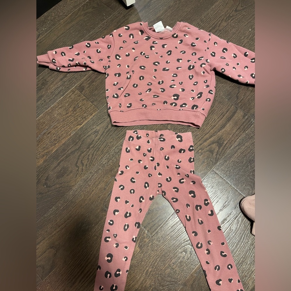 pink/mauve leopard Zara set toddler girl size 3-4yrs